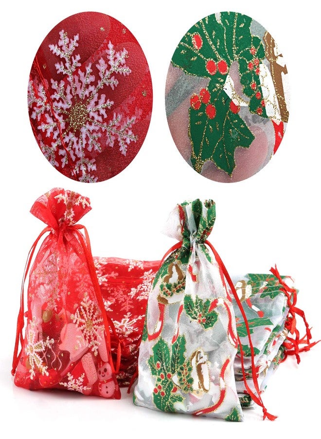 Naler 20PCS Christmas Organza Jewelry Candy Drawstring Gift Bags Xmas Decoration New Year Holiday Design - Image 4
